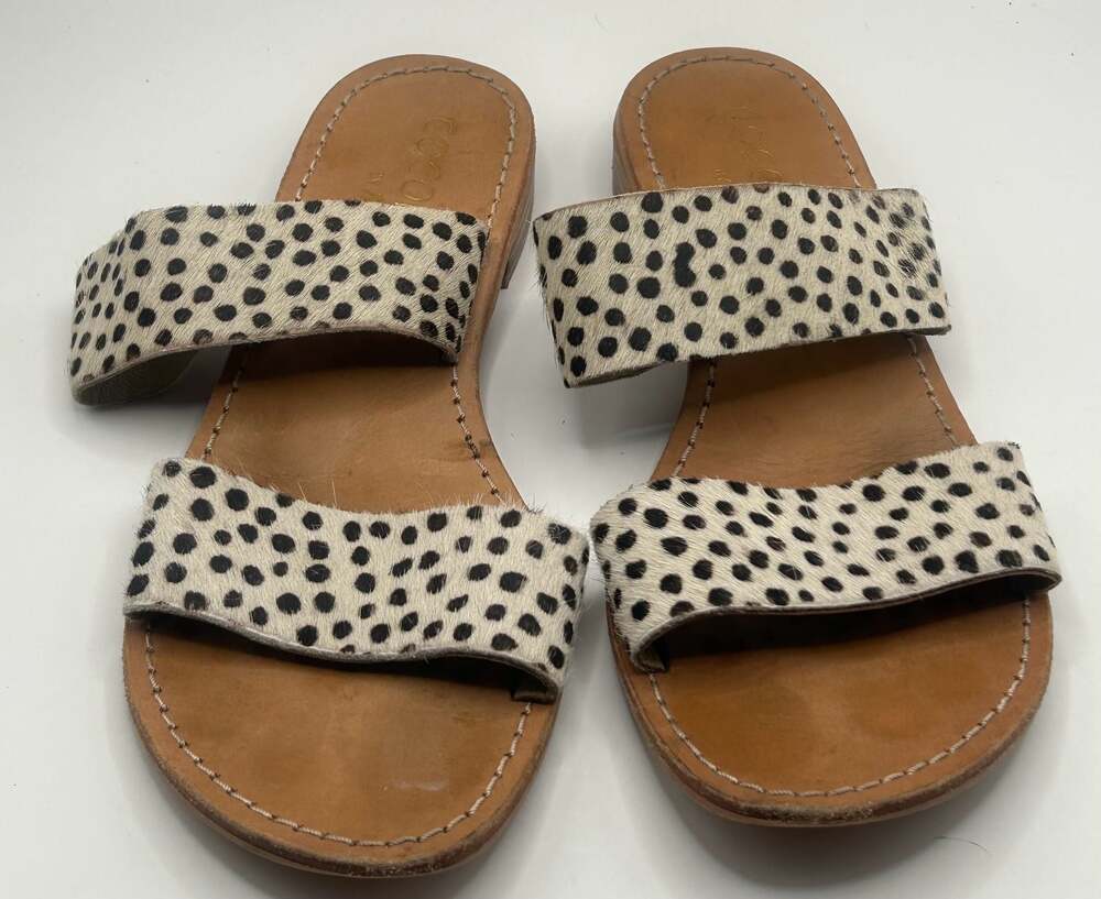 Coconuts by Matisse Spotlight Haircalf Polka Dot Slide Sandals Size 9M